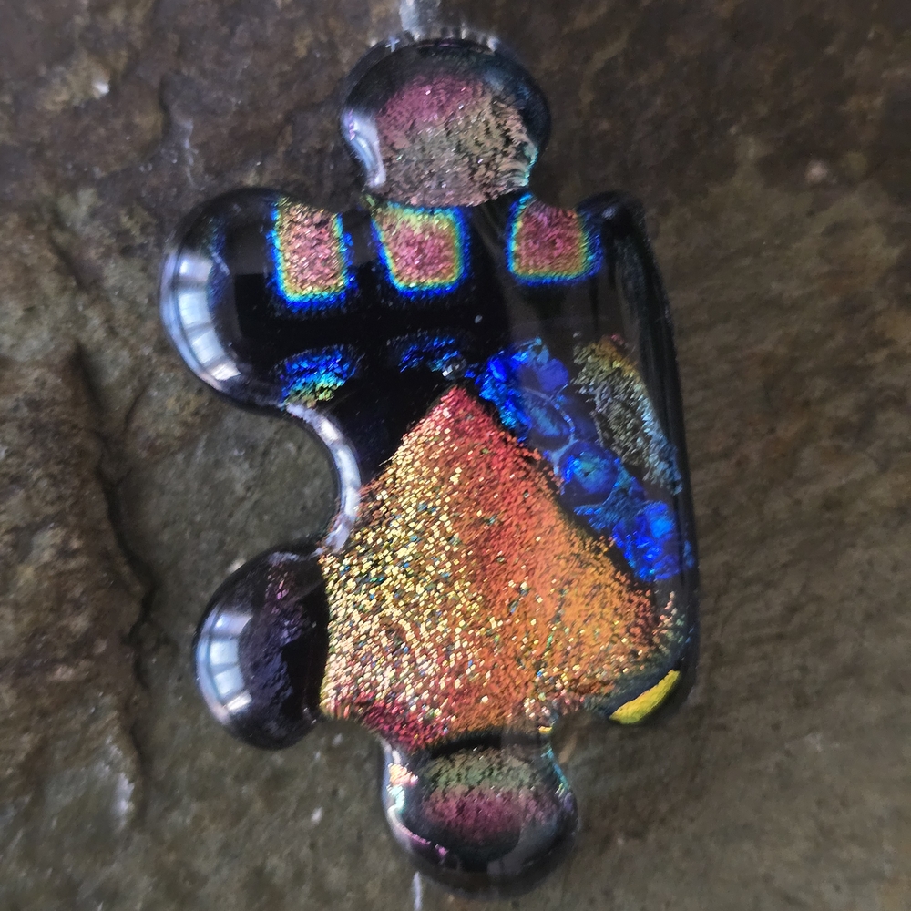 Dichroic Glass Puzzle Piece